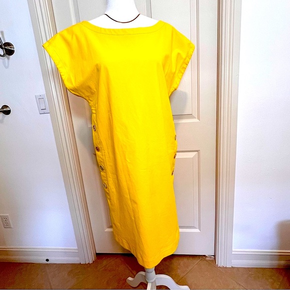 PIAZZO SEMPIONE XL 42 yellow button dress - Picture 1 of 13